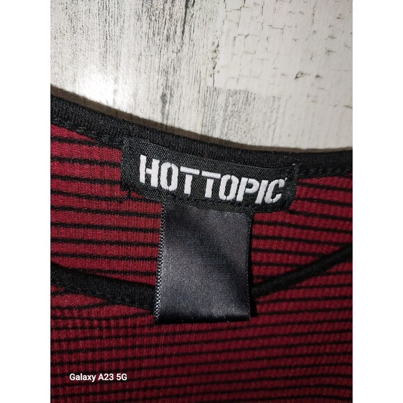 Hot Topic Cherry Embroidered Striped Tank Top Size Large - Picture 3 of 5